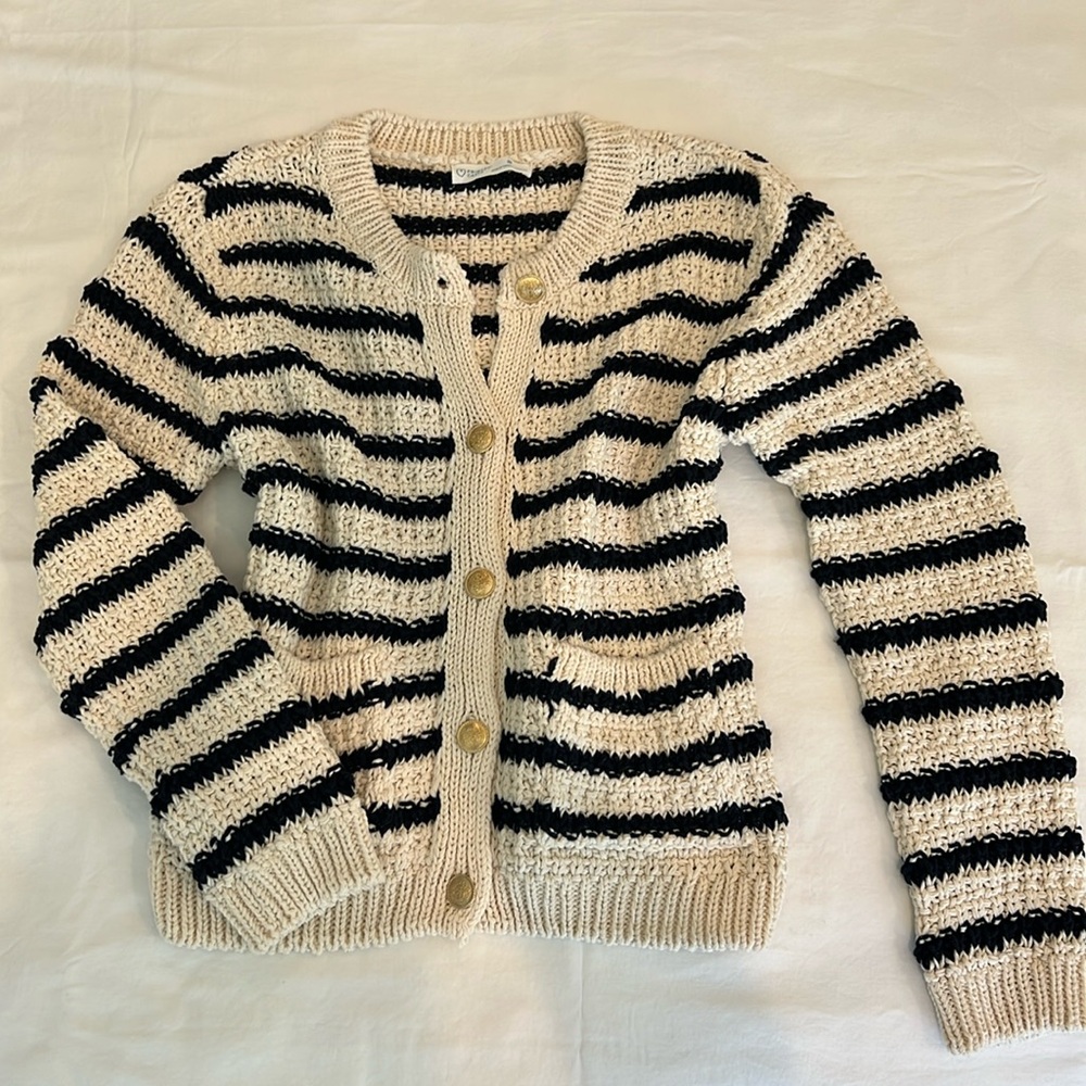 Primark Striped Knit Button-Front Cardigan Sweater